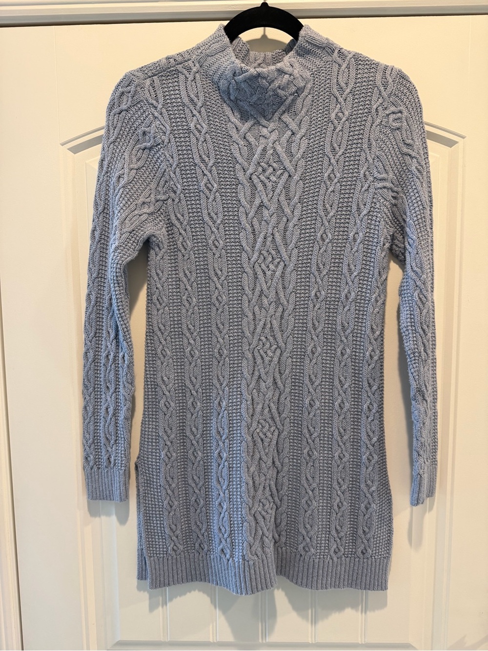 JEANNE PIERRE Light Blue Cable Knit Turtleneck Sweater